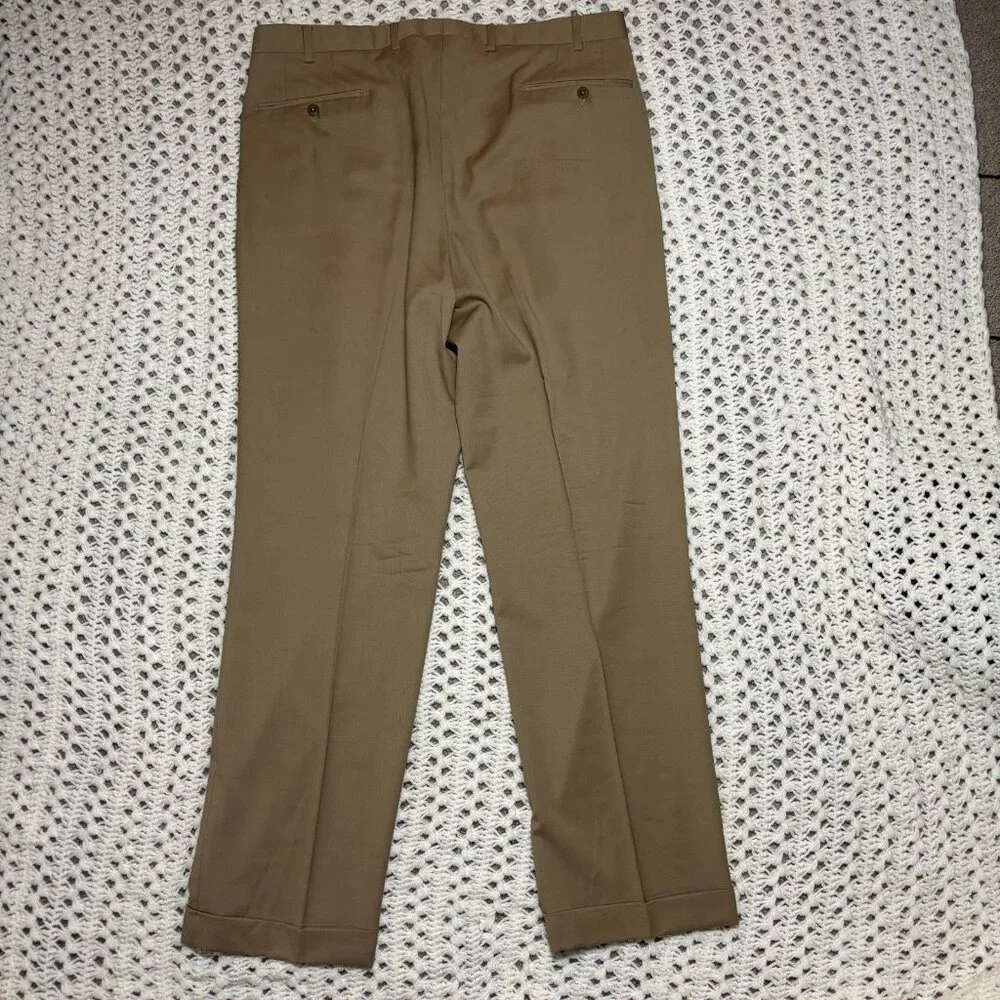 Ermenegildo Zegna Men's Wool Tan Brown Dress Pants Pleated Front Sz 36R‎ 36x32